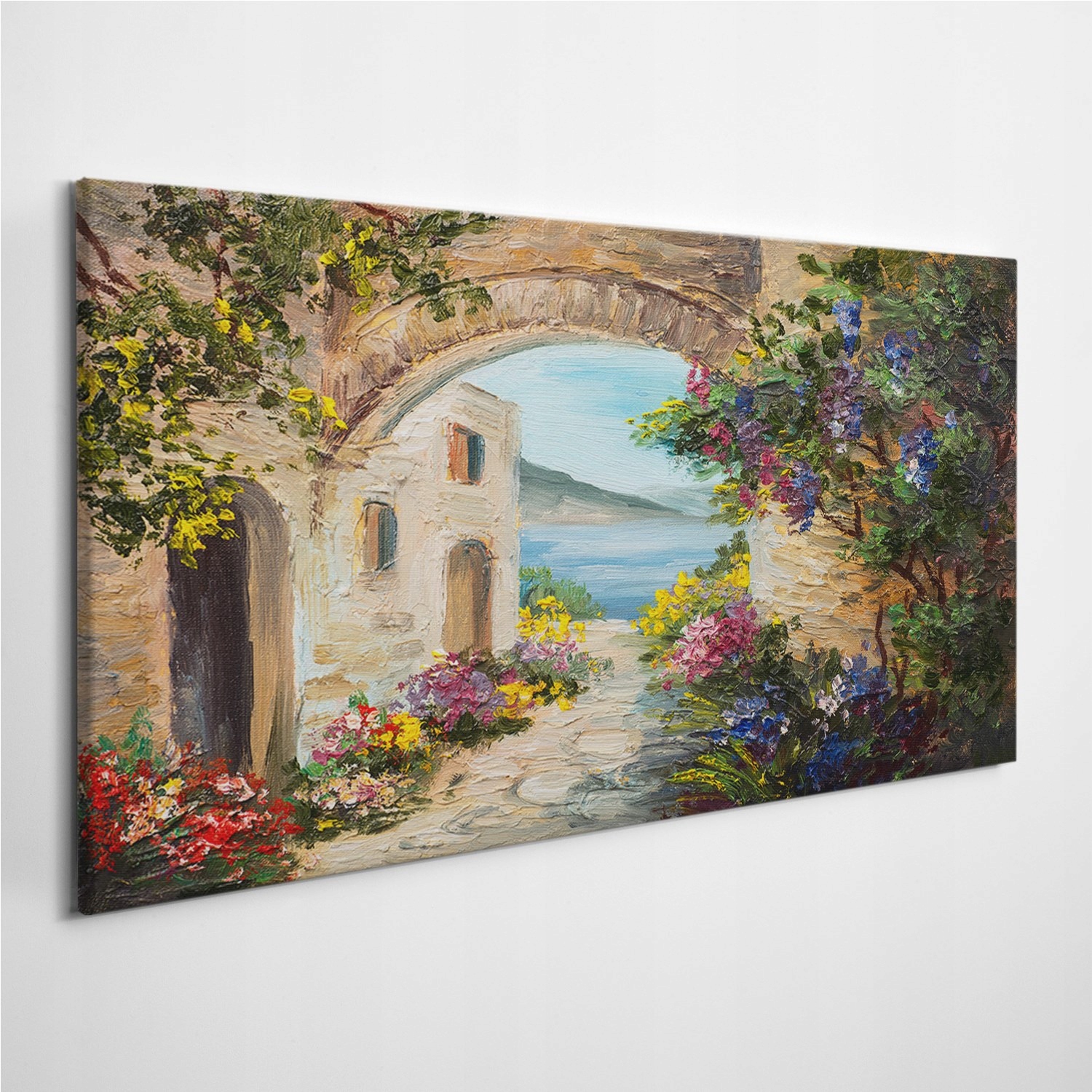 

Obraz na płótnie na ścianę Dom Morze Kwiaty 100x50