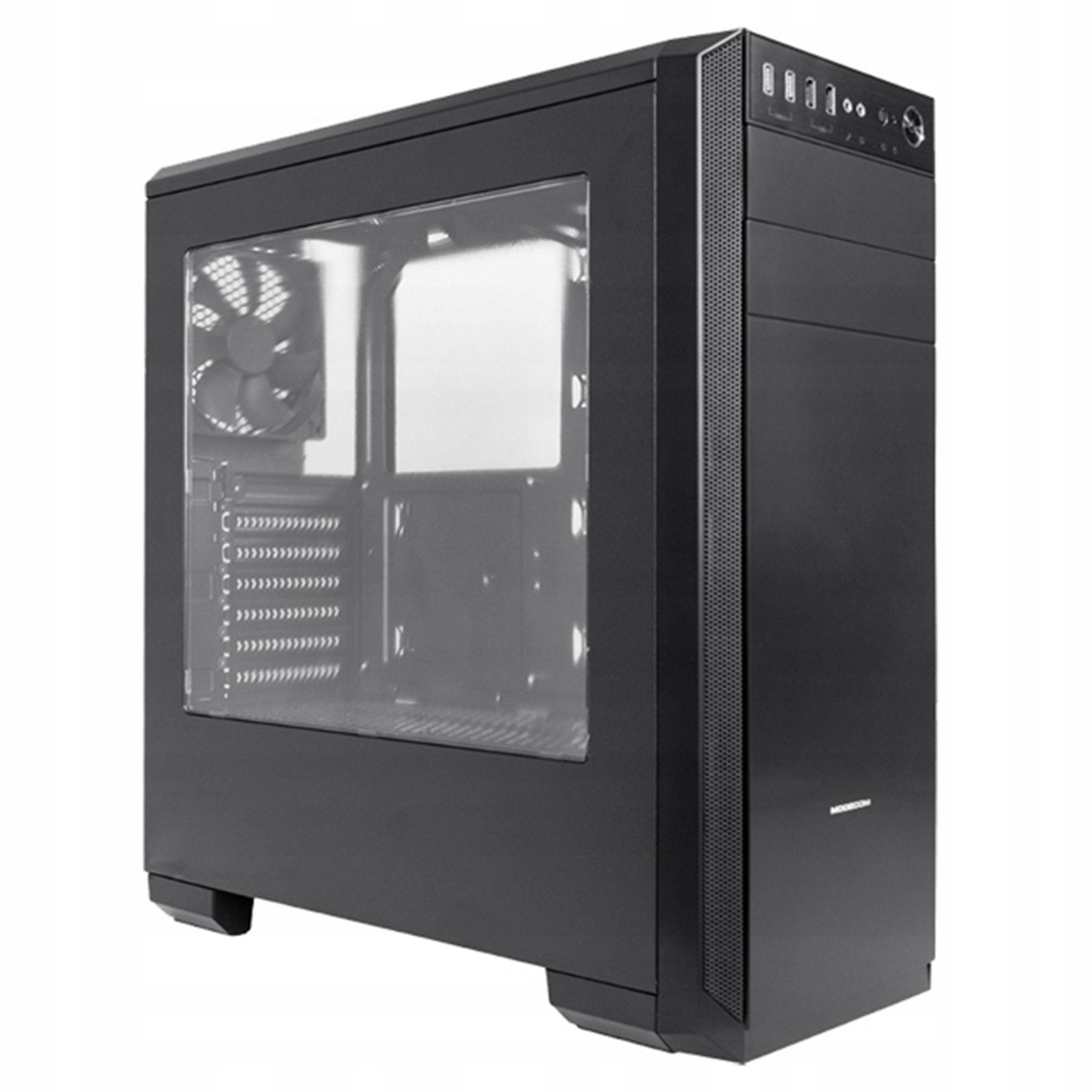 Počítačová Počítačová Skříň Modecom Oberon Pro černá Midi Tower s okénkem, 2x Usb 3.0