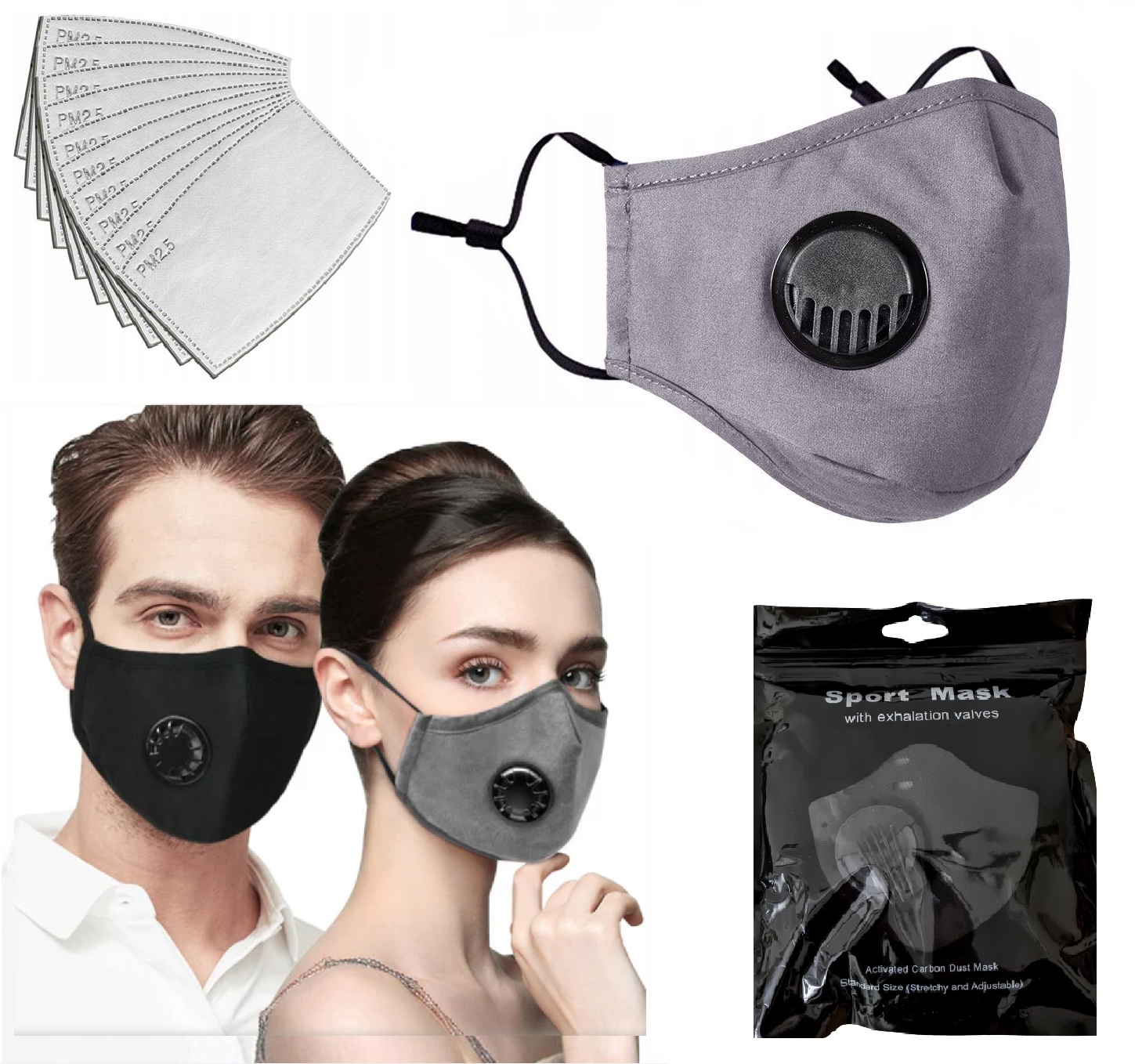 

Maska maseczka 3 Filtr Hepa PM2.5 Węgiel Aktywny