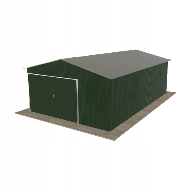Plechová garáž 4.5 x 7 m jednopolohová, dvouspádová, zelená