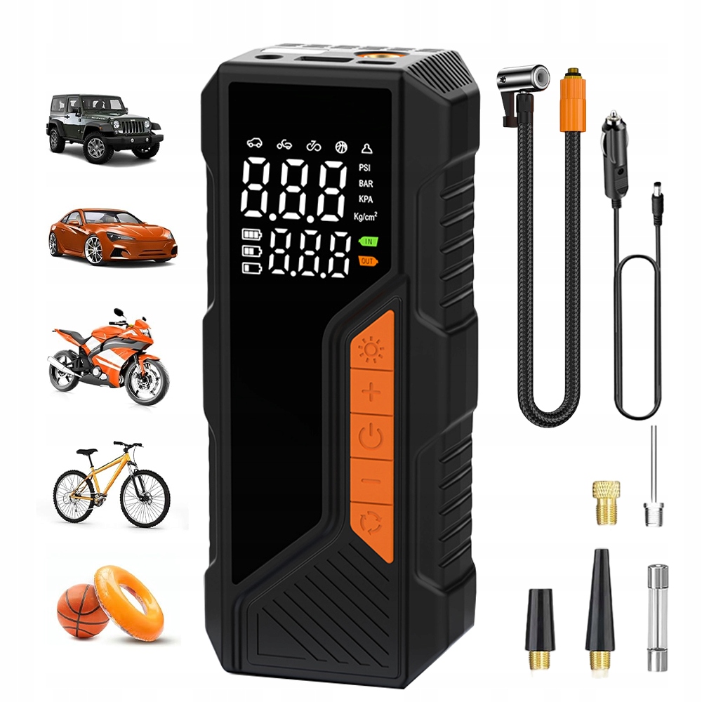 Kompresor Samochodowy Sprężarka Pompka Do Opon Akumulatorowa Led Powerbank