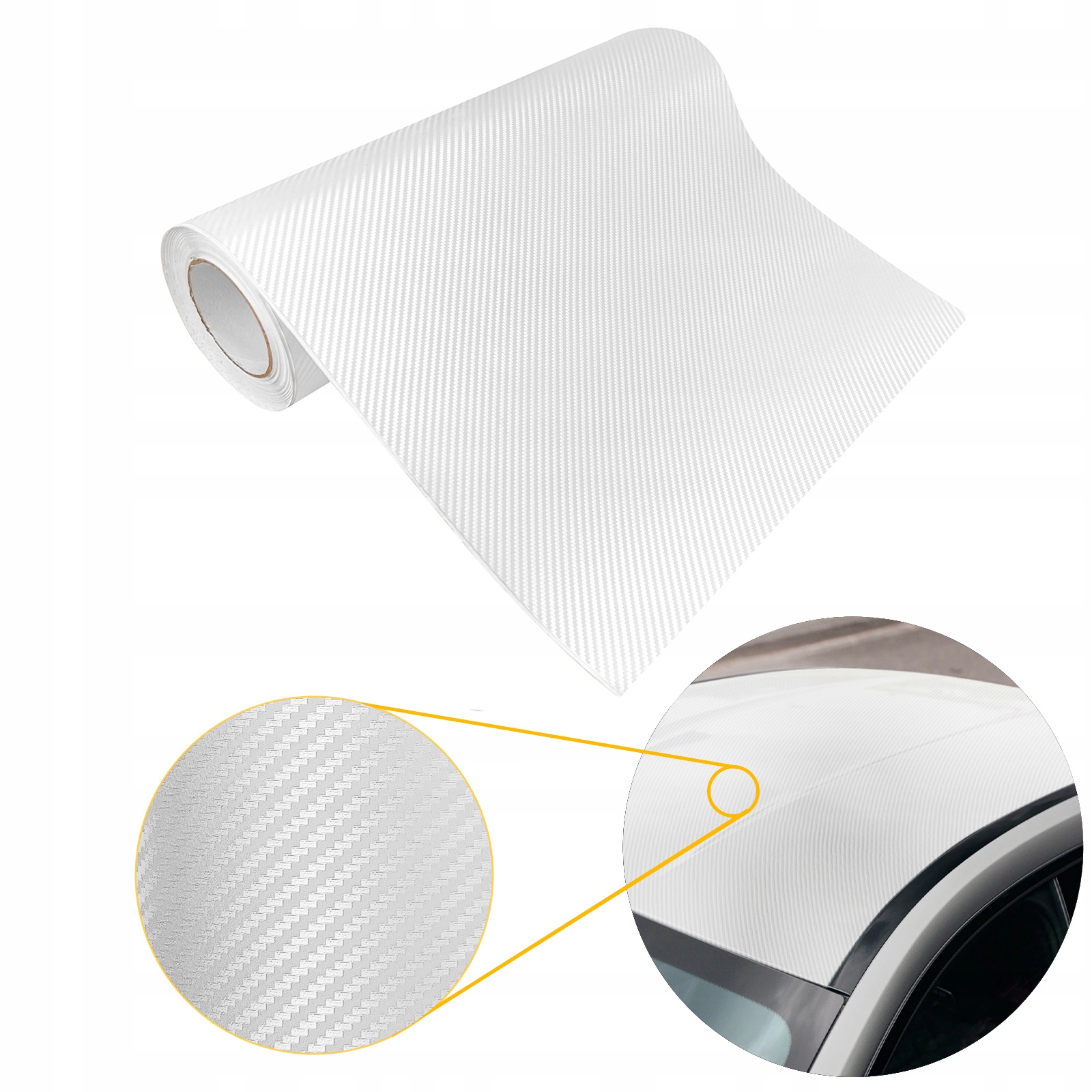 Fólie pro tuning auta Polepte masku Střecha Nárazník Karbon Carbon Bílá