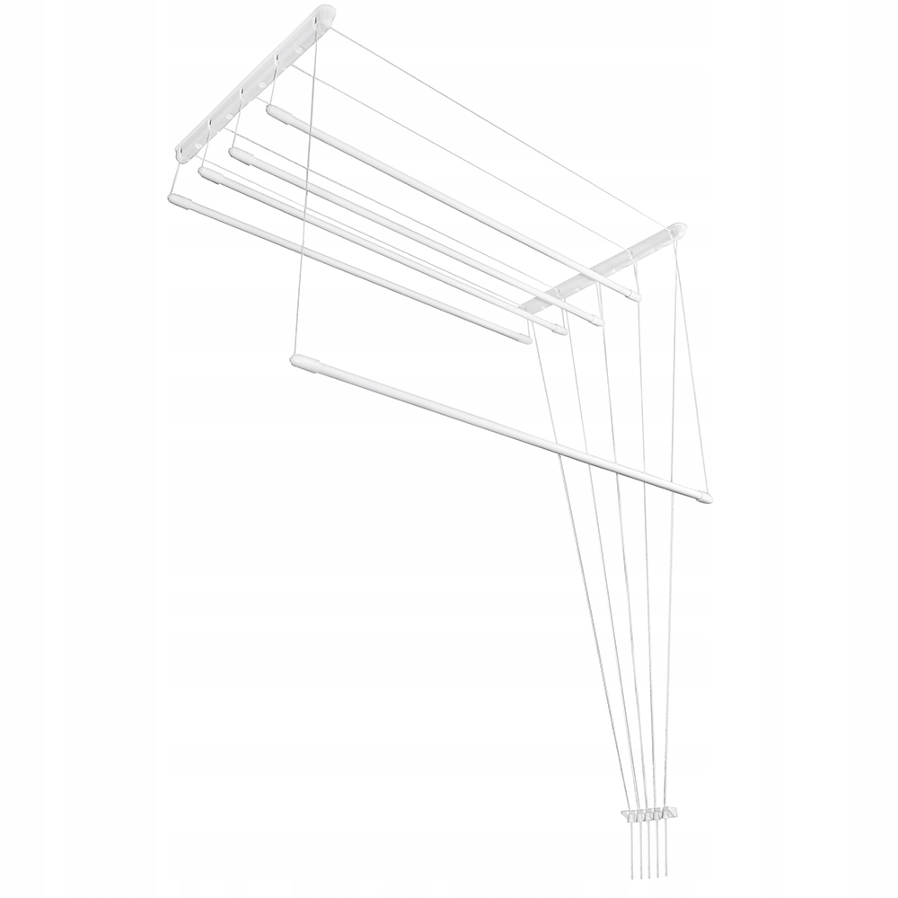 Sufitowa Suszarka 5 Prętów 140 CM Na Pranie Biała Do Łazienki Wytrzymała