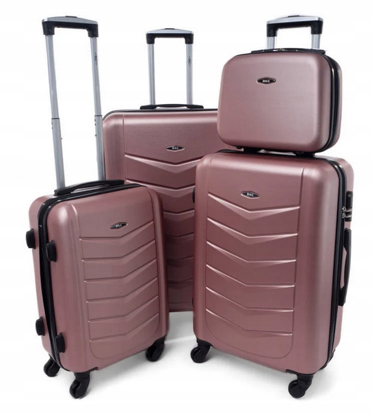 Zestaw Komplet Walizek Twardych 4W1 Rgl Bagaż Abs Rose Gold