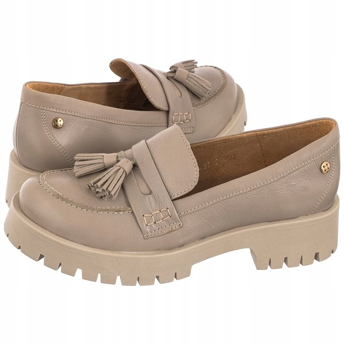 Dámské kožené boty Mokasíny Maciejka Béžové Chvojí 05497-04