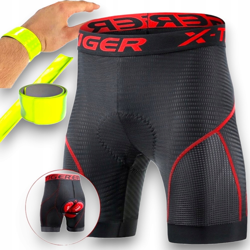 Spodenki Rowerowe Kolarskie Męskie Wkładka Żelowa X-tiger L Odblask