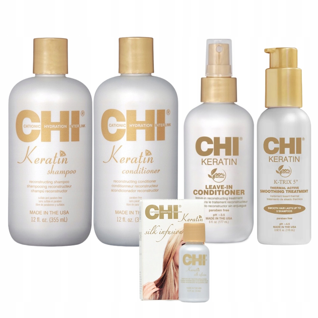 Sada Chi Keratin Šampon, kondicionér, ktrix-5, sprej, regenerační olej