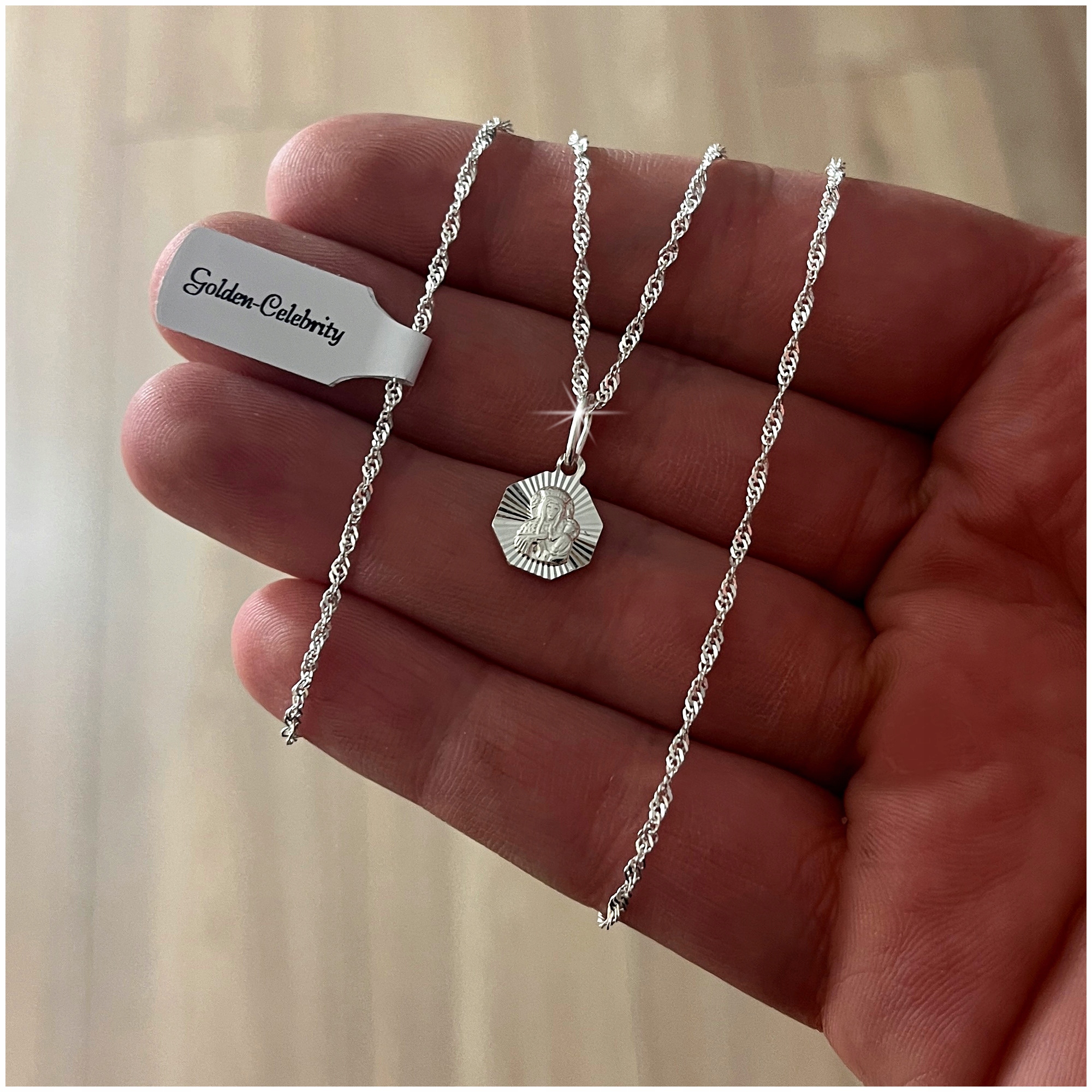 SREBRNY ŁAŃCUSZEK + MEDALIK 925 PREZENT DLA DZIEWCZYNKI NA KOMUNIĘ + GRAWER Kod producenta Prezent komunia dla niej dziewczynki chrzest