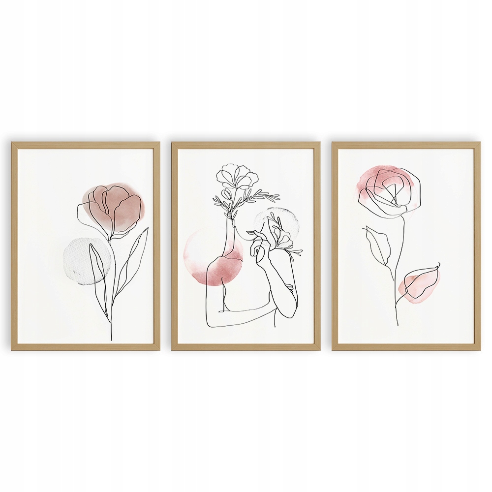 ZESTAW PLAKATÓW A3 NOWOCZESNY RÓŻ BOHO SERIA LINIA