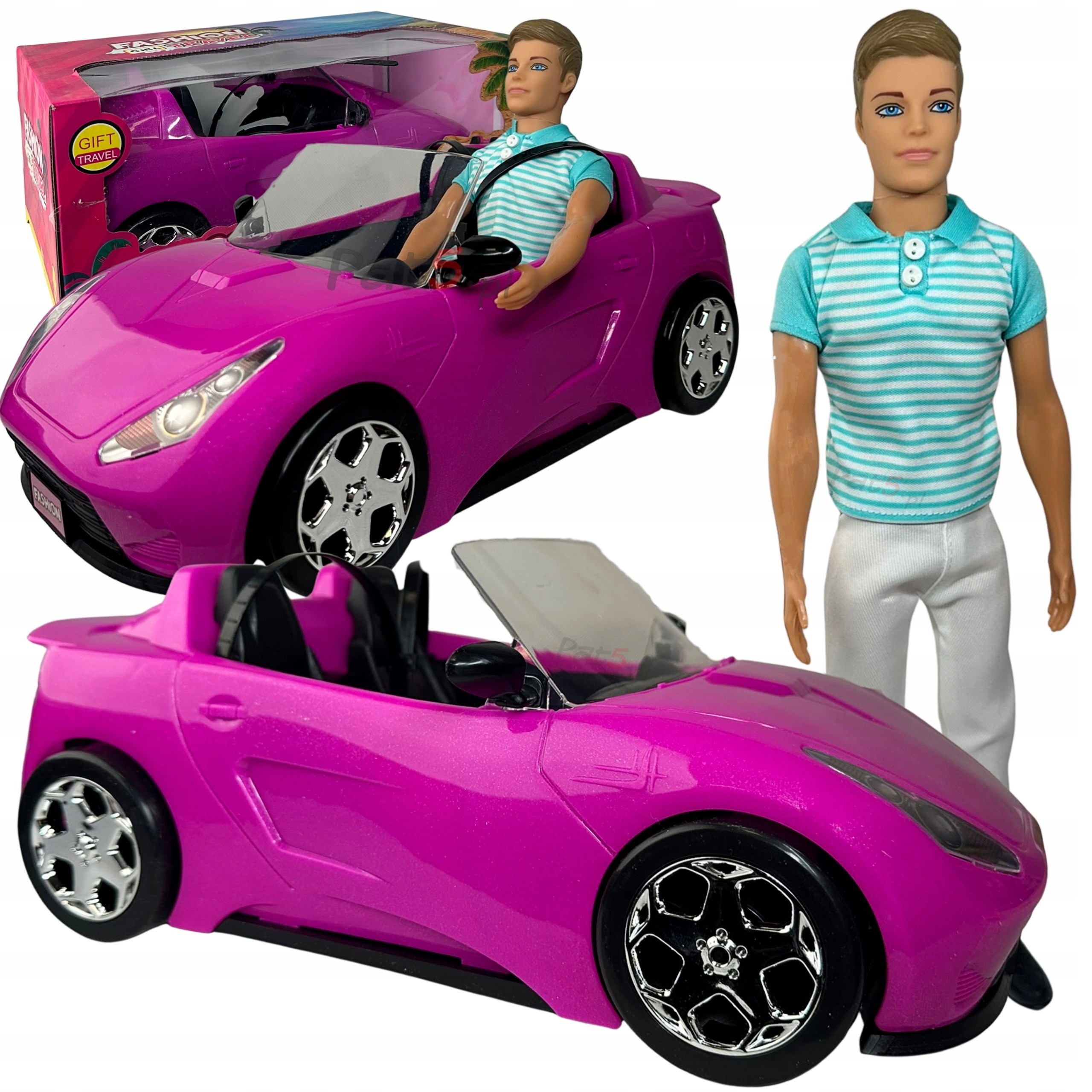 Lalka Ken Stylowy Kevin Auto Dla Lalki Samochód Z Lalką Kenem Kabriolet Róż