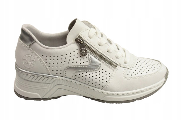 Dámské bílé tenisky Rieker N4340-80 kožené polobotky na koturnu, velikost vel.