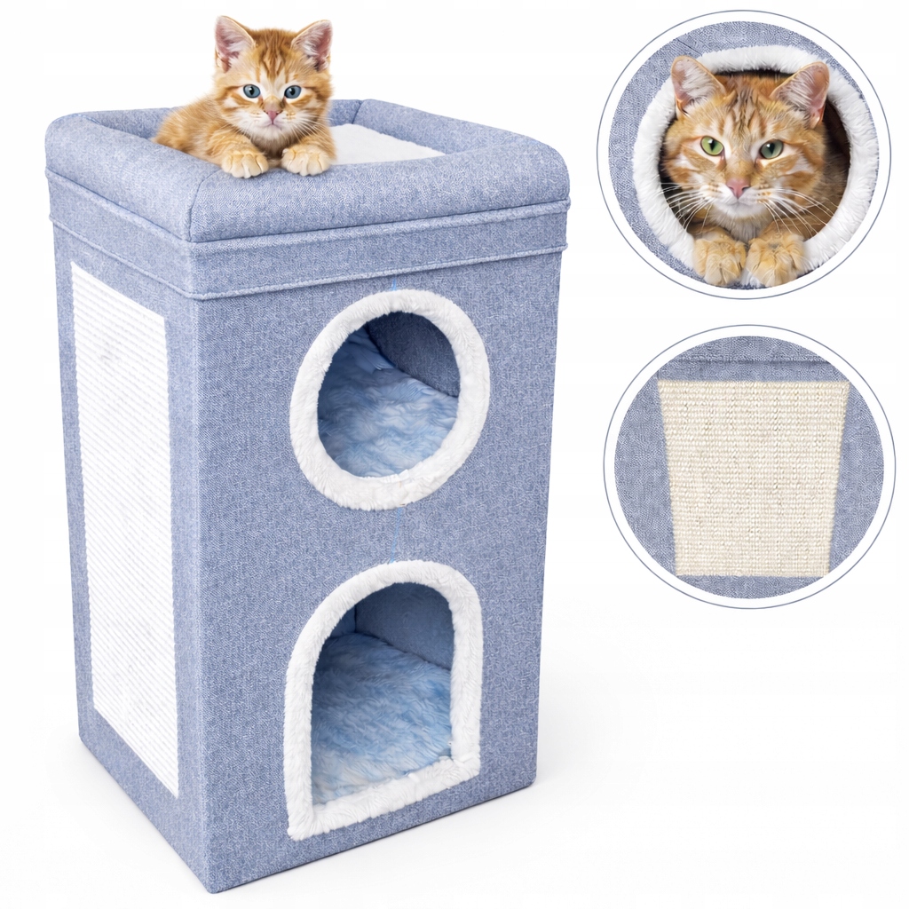 Domek dla kota z drapakiem legowisko trzy pozimy wieża budka