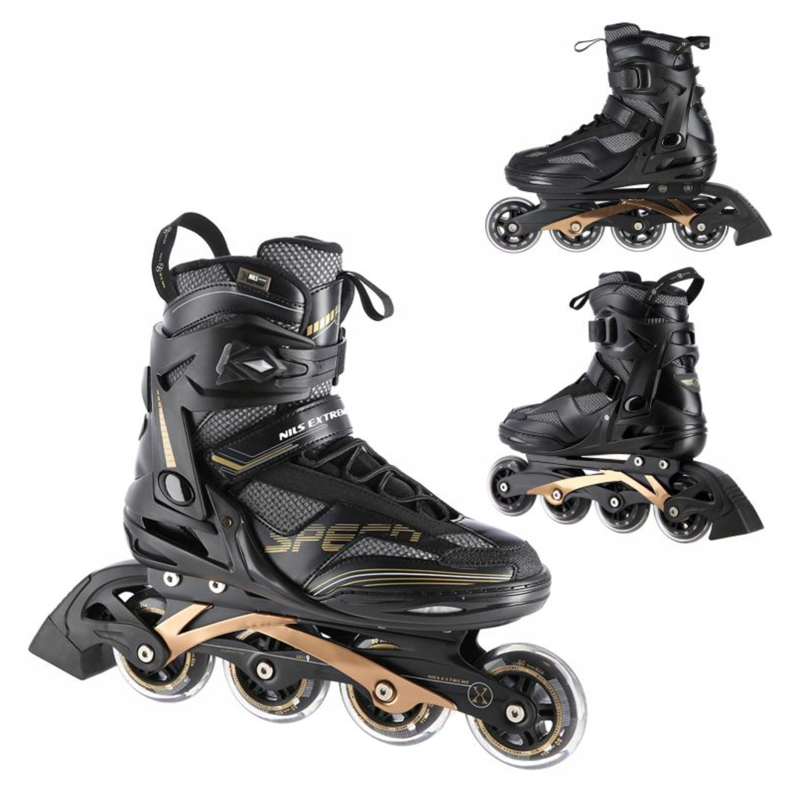 Regulovatelné brusle 2v1 pro mládež vel. 43 kolečkové brusle černo-zlaté