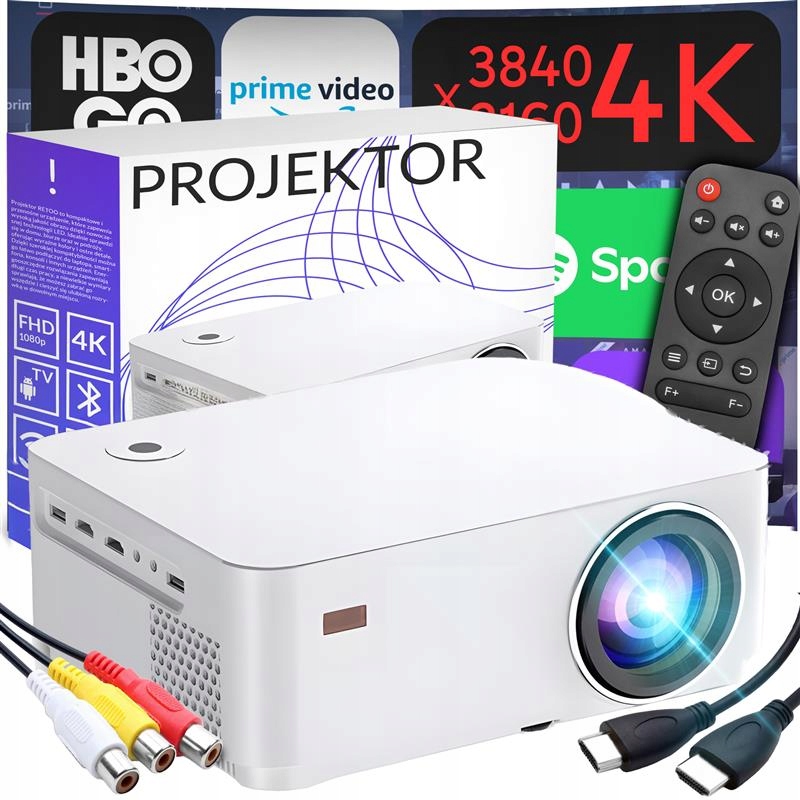 Projektor Smart Tv Wifi Full Hd 4K 9000lm LCD Led Android Bluetooth