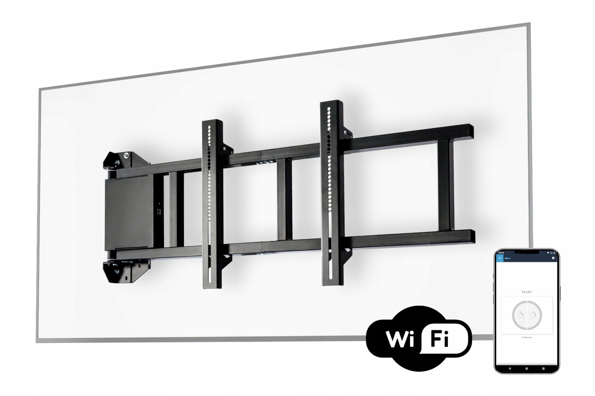 Elektrický otočný nástenný držiak na Tv, ovládanie Wifi iOS Android 65"