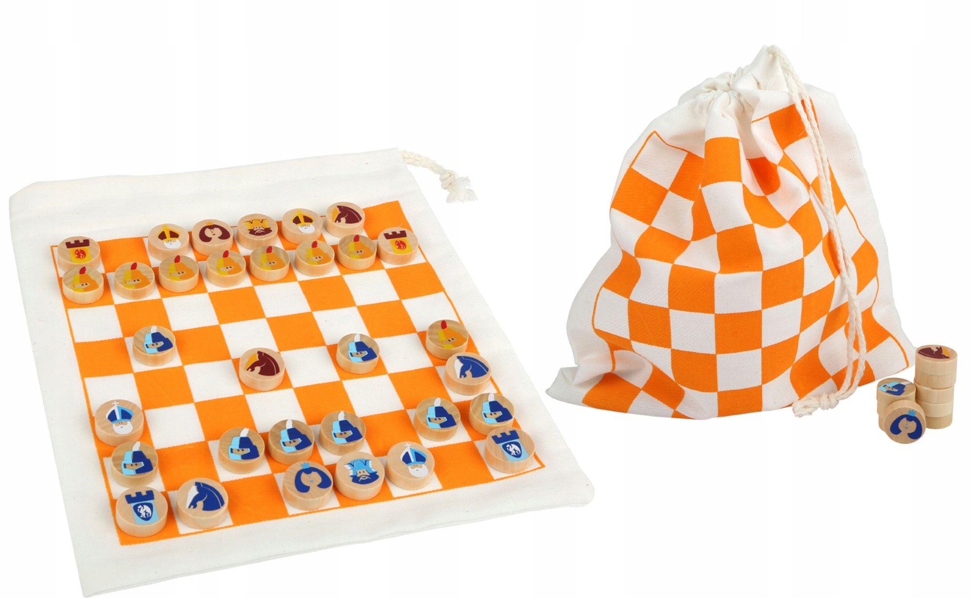 ZESTAW DREWNIANYCH SZACHÓW W WORECZKU TRAVEL