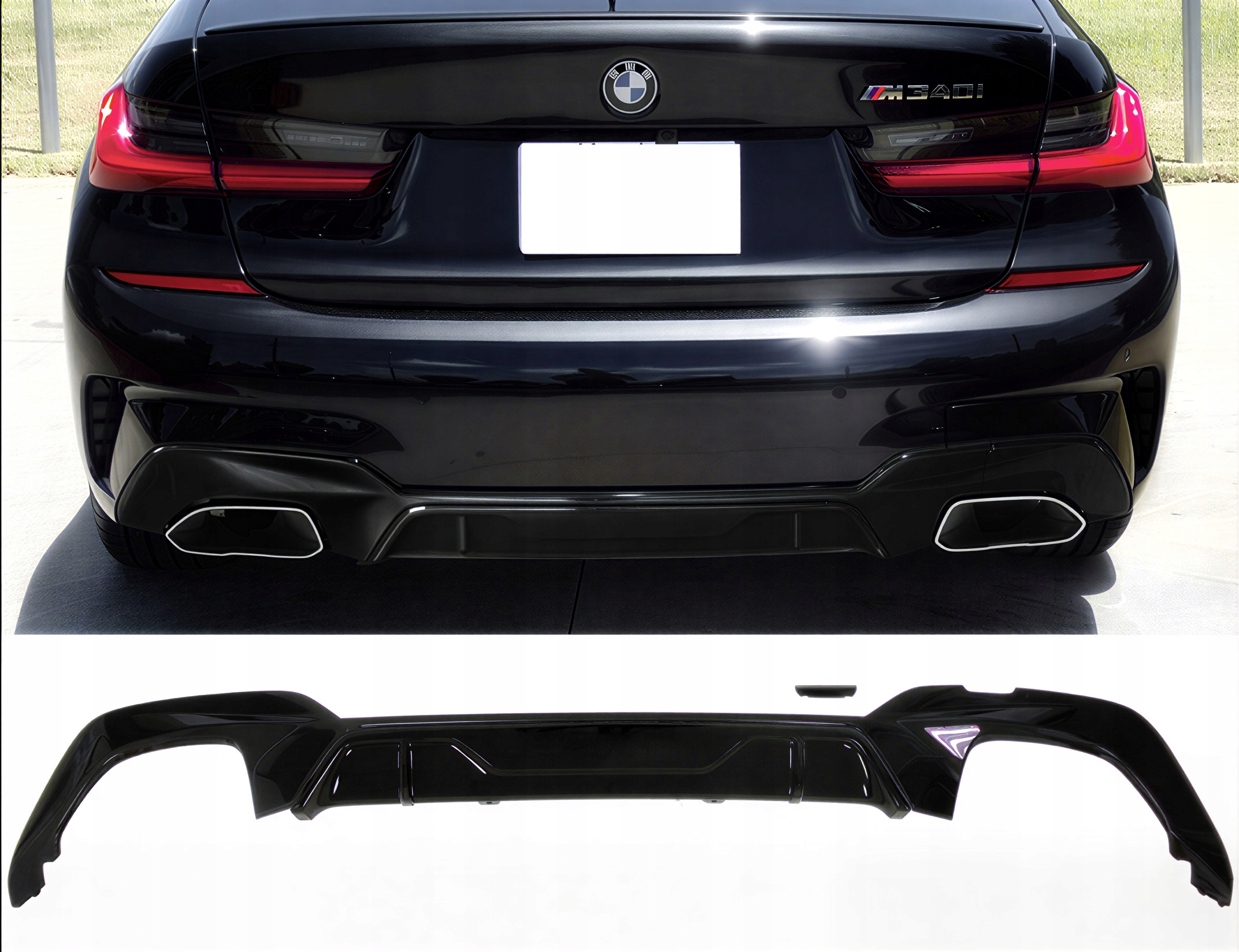 Difuzér Zadního Nárazníku M Sport Předlift Černý M340 Look Pro Bmw G20 G21