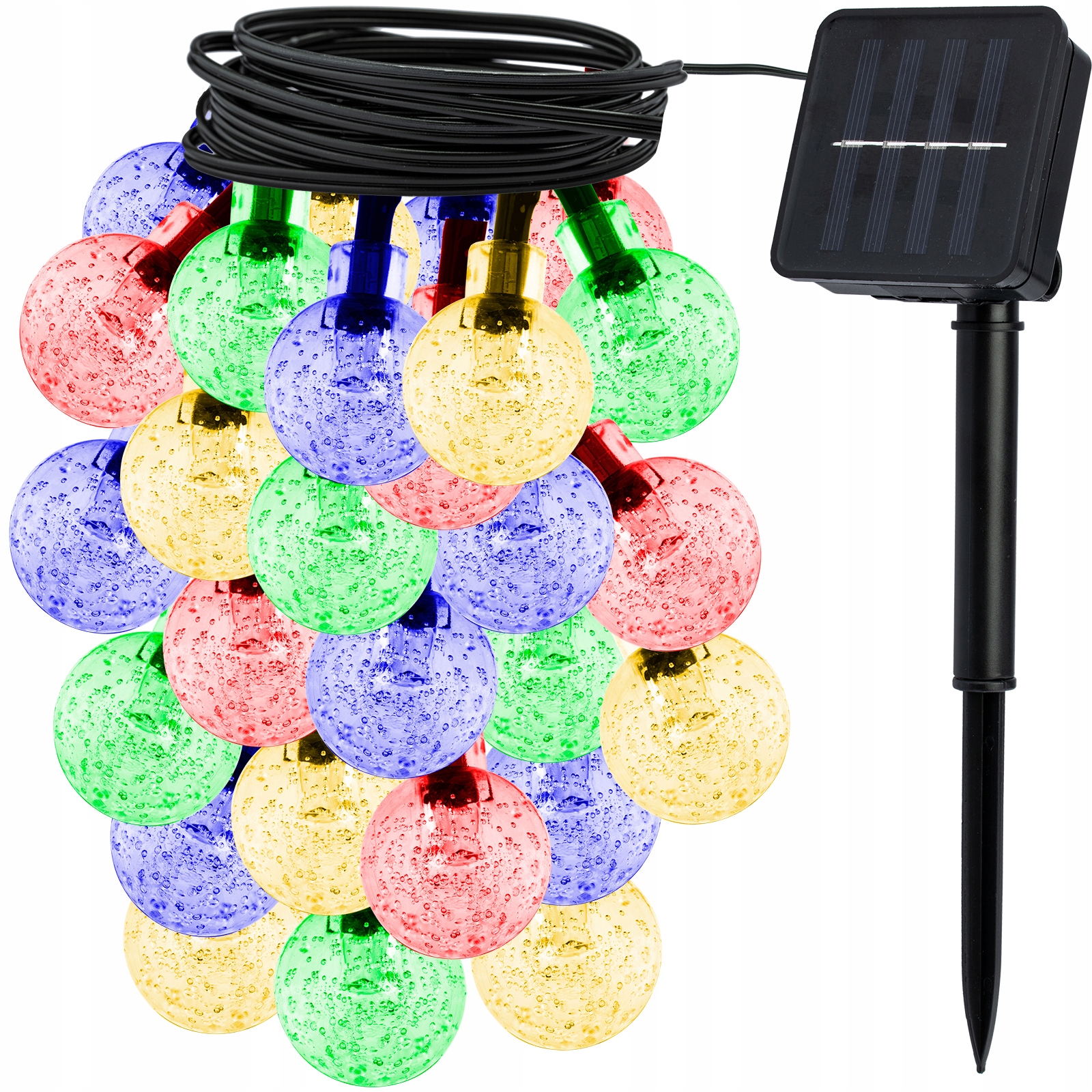 GIRLANDA OGRODOWA SOLARNA LAMPKI ŚWIETLNE KOLOROWE KULKI 20 LED MULTIKOLOR