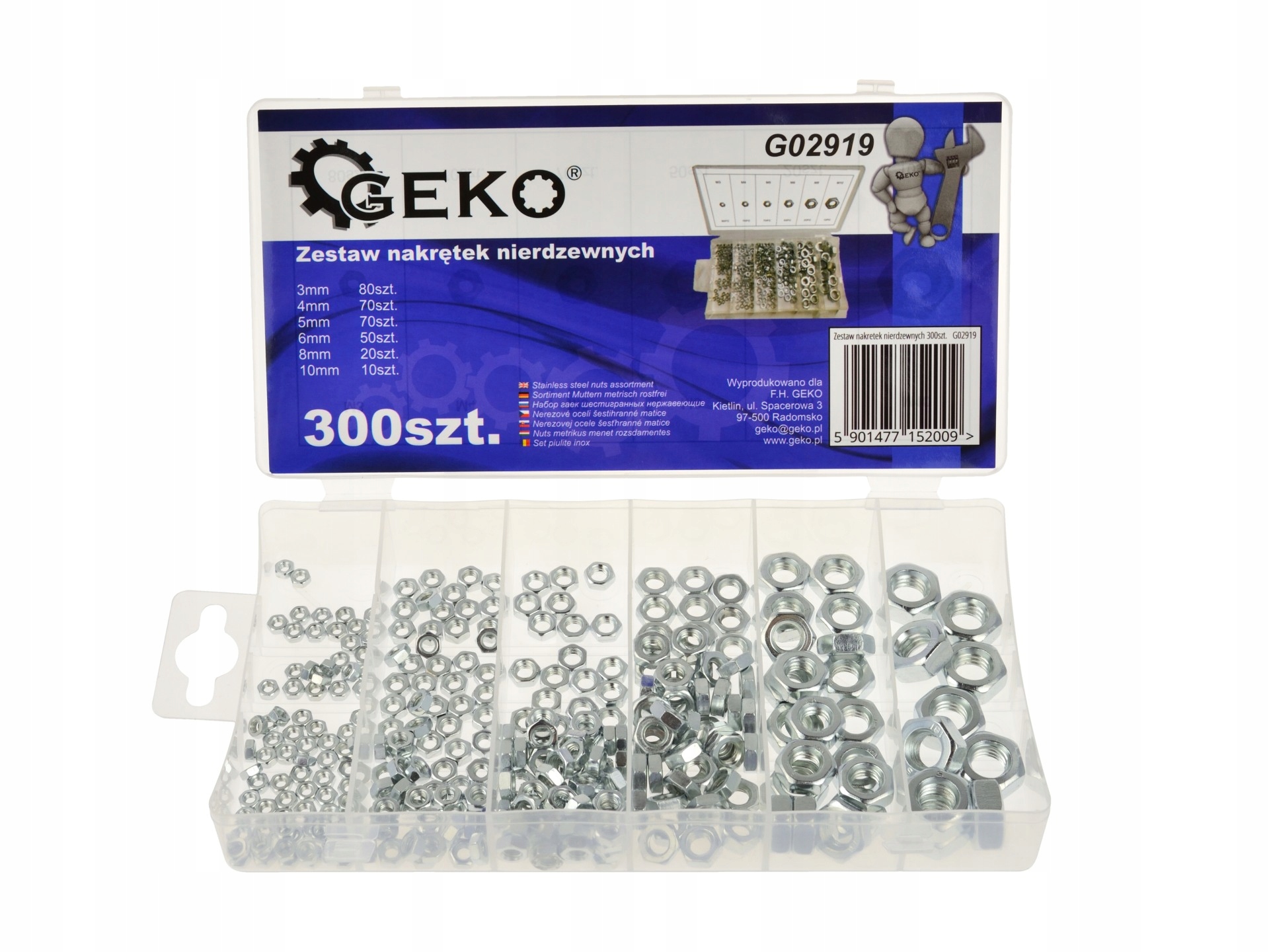 

Nakrętki nierdzewne zestaw 300szt Geko G02919