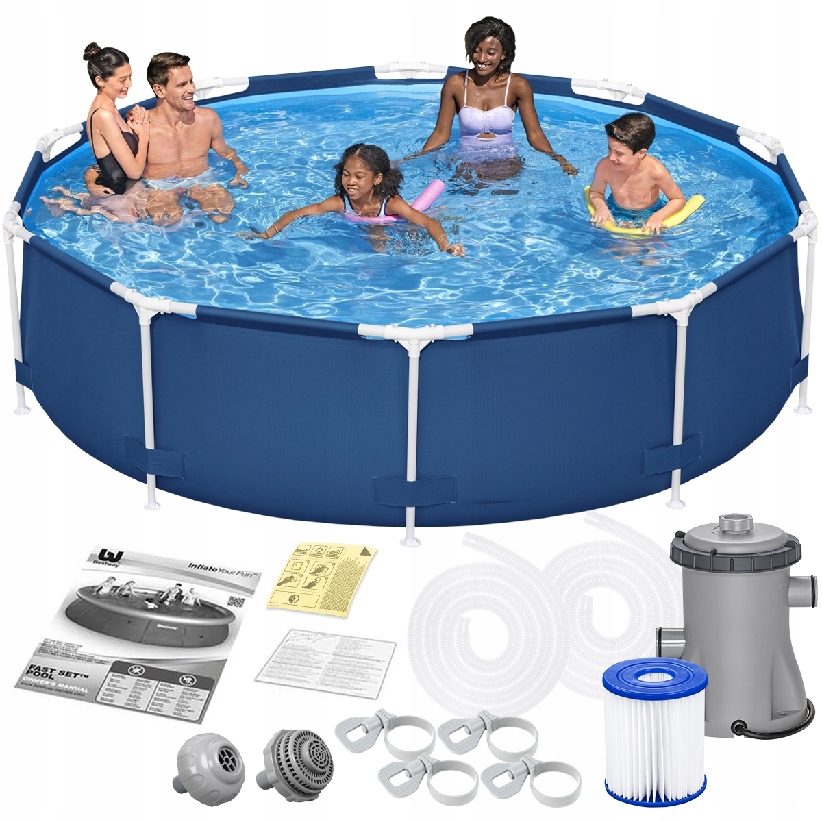 Zahradní Kulatý Bestway Rámový 305x76 Steel Pro Set Čerpadlo Příslušenství