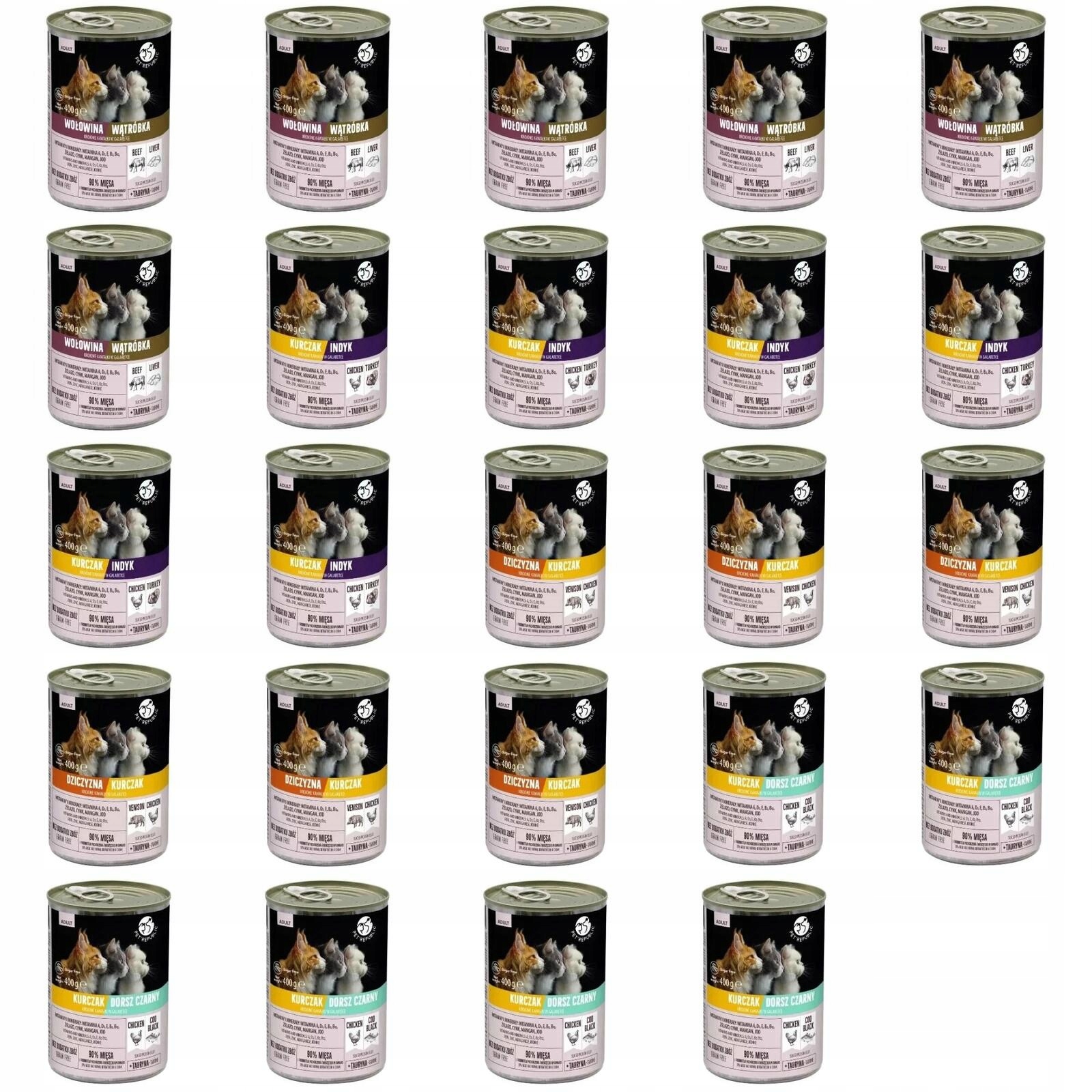 Pet Republic karma mokra dla kota mix smaków 24 x 400g .