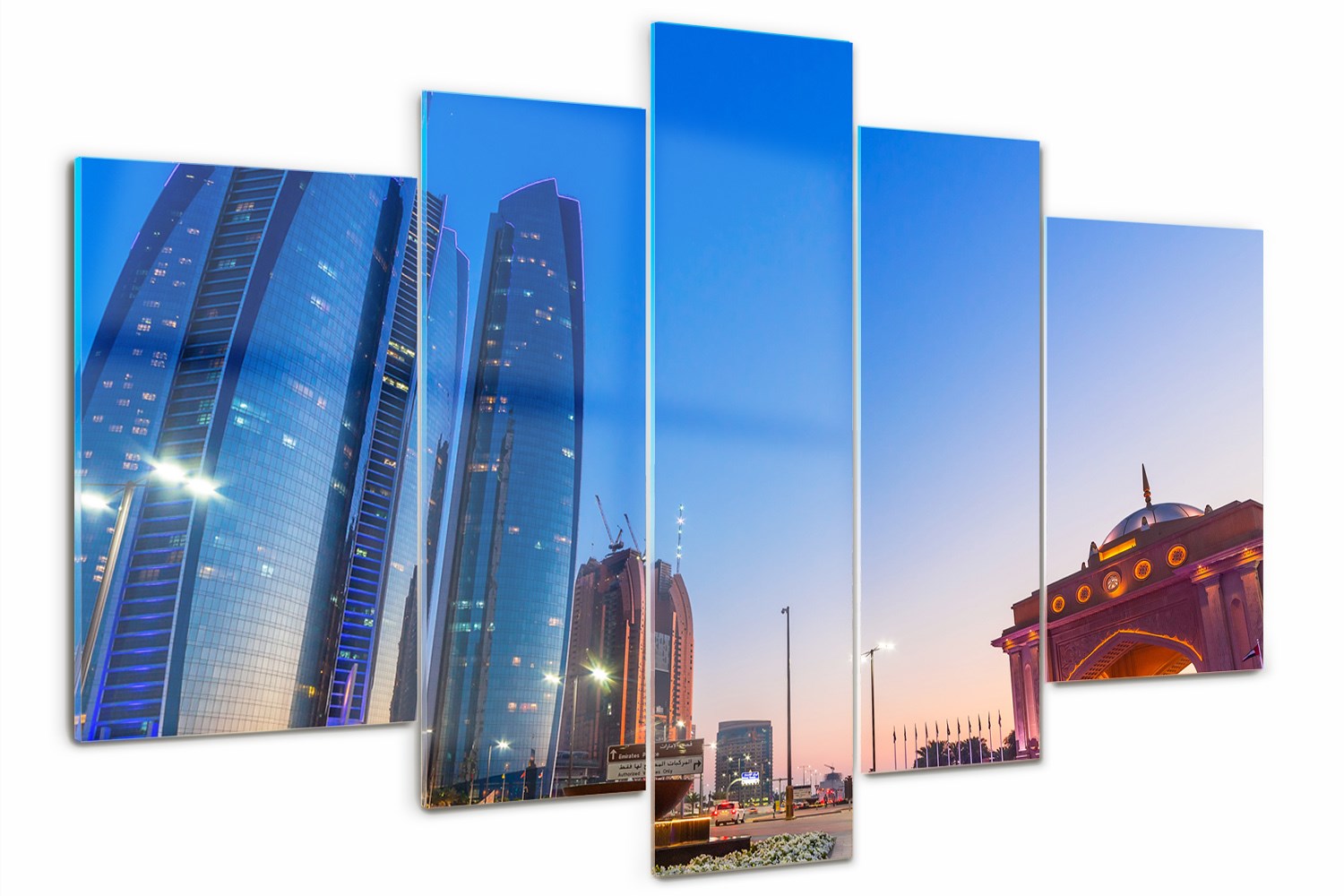 

Obraz szklany tryptyk do salonu Ulice Abu Zabi