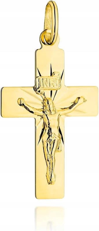 Zlatý křížek 585 s Ježíškem a diamantovými paprsky jako dárek