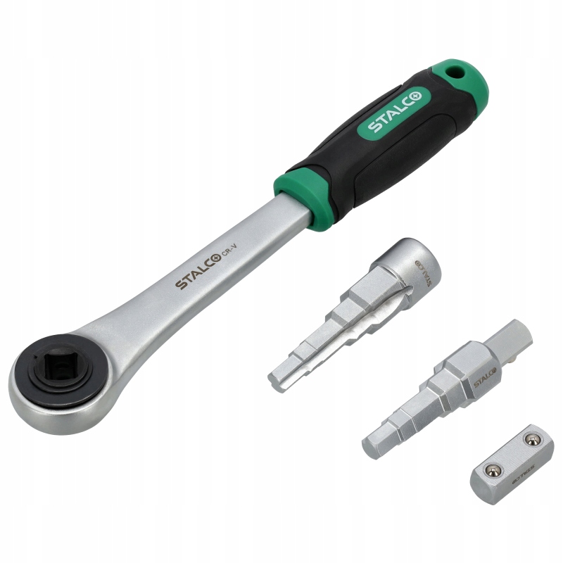 KLUCZE SZTORCOWE M,F + GRZECHOTKA ŚRUBUNKÓW + ADAPTER 1/2'' S-56268 STALCO