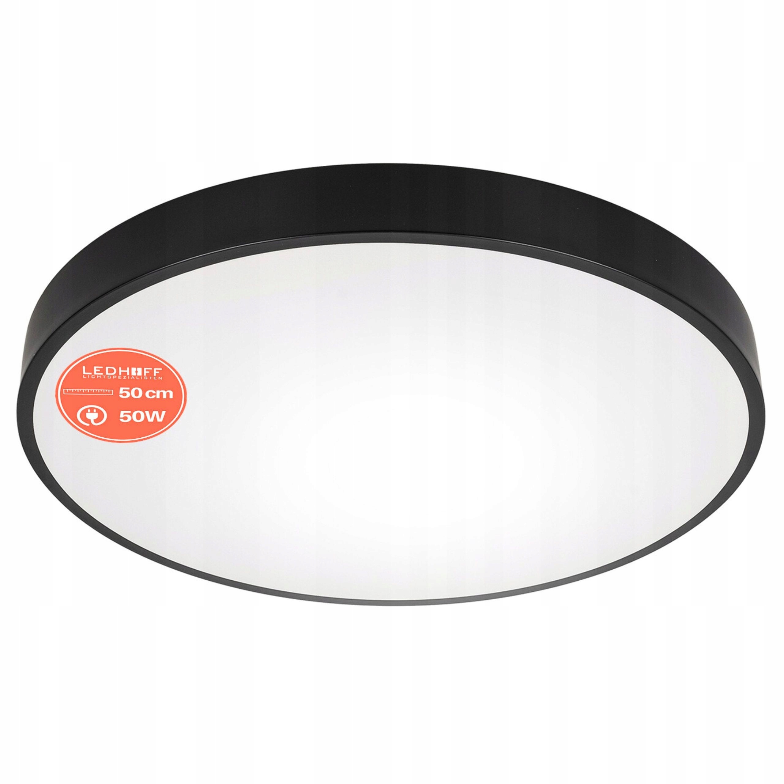 Lampa sufitowa Led plafon natynkowy Okrągły 50cm 50W czarna oprawa do biura