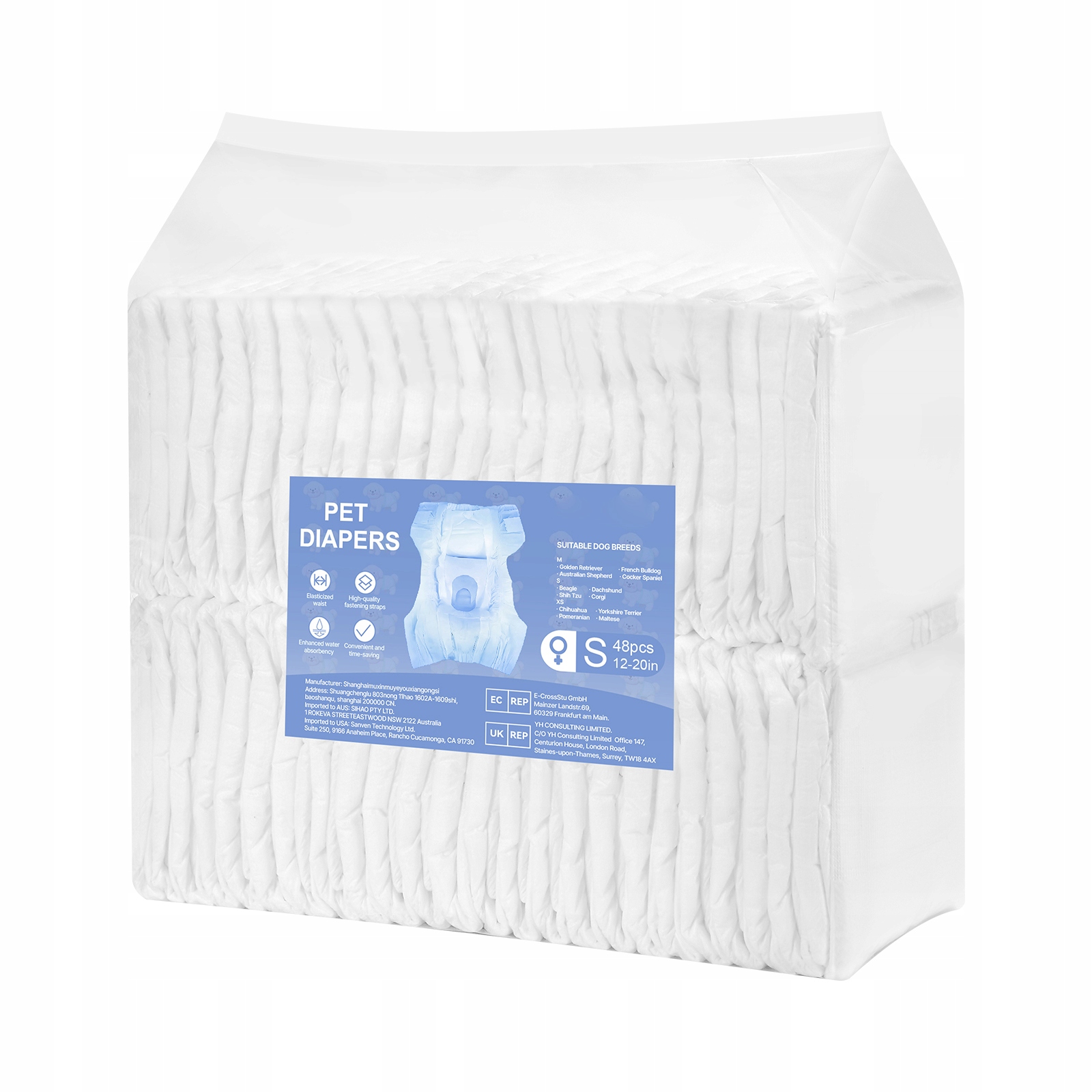 Plenky pro psy 96 Ks S, velikost pro obvod pasu 30,48-50,8 cm, pro feny