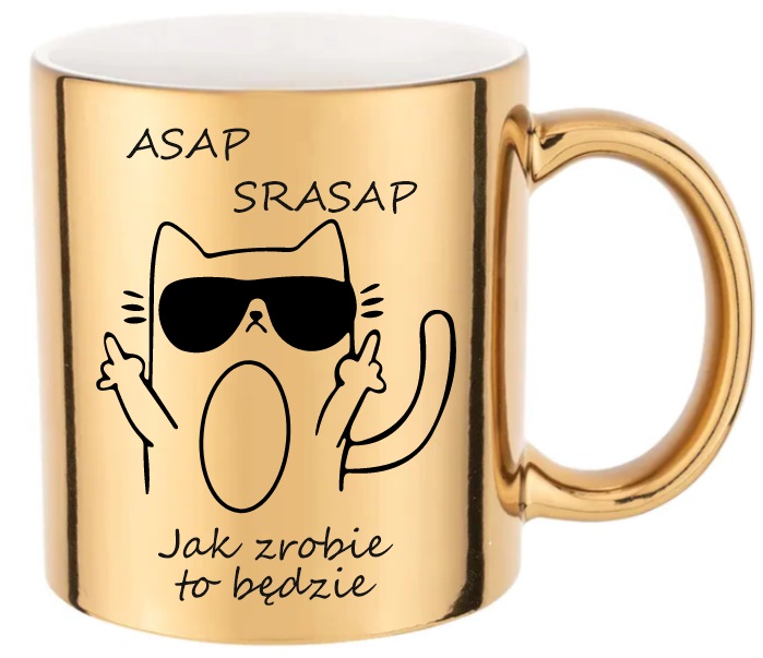 ZŁOTY KUBEK PREZENT DO PRACY W KORPO ASAP SRASAP DLA PROGRAMISTY SPEDYTORA