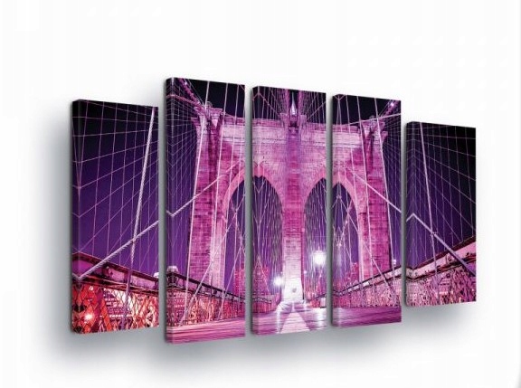 Obraz 150x100 Nočný most mestská krajina purpurové svetlo New York