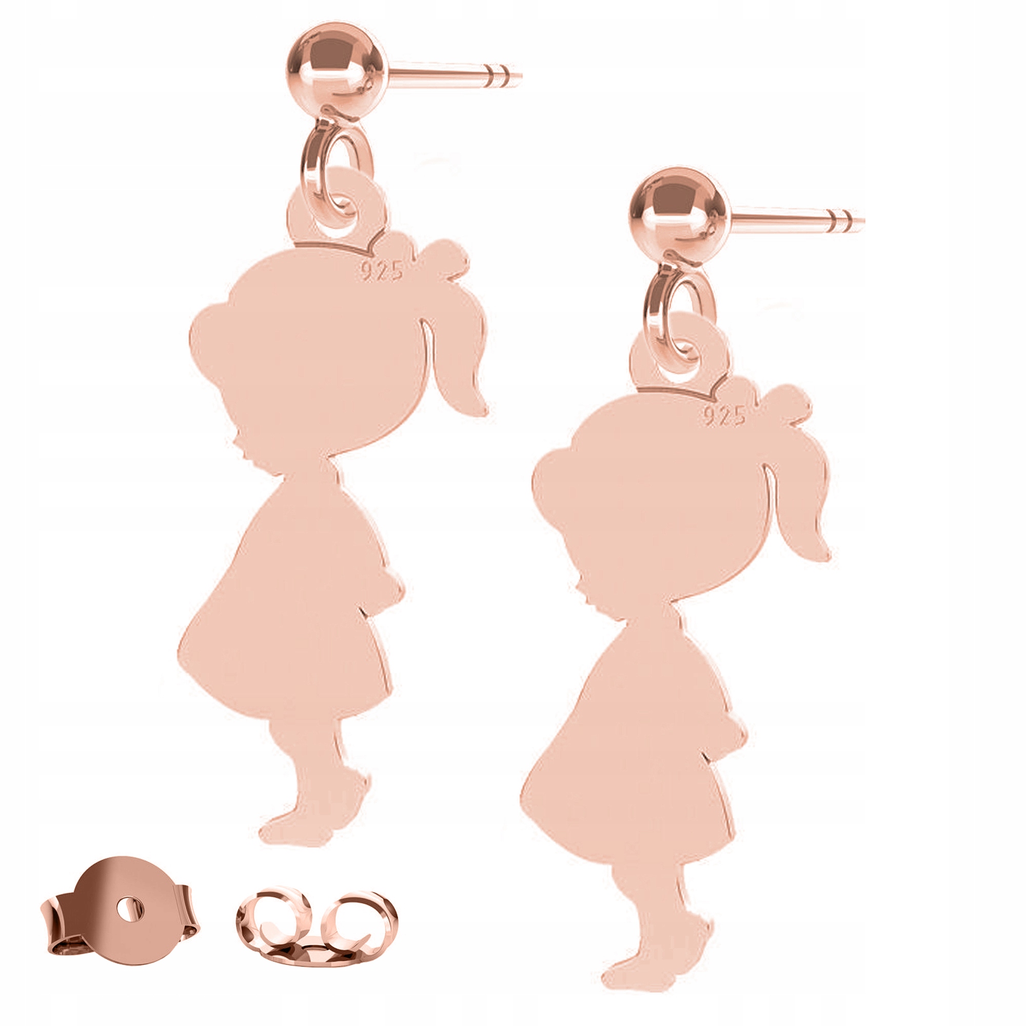 Náušnice Dívka Girl růžové zlato 925