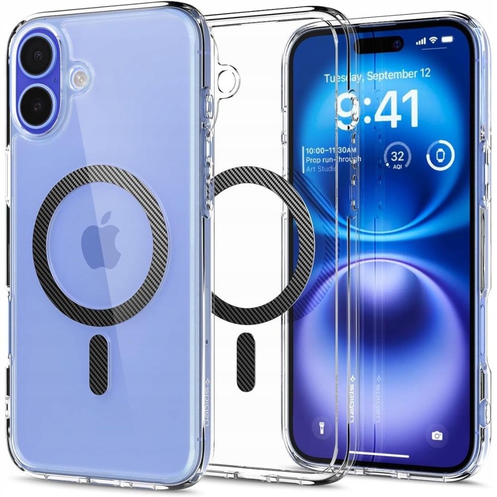 Pouzdro na iPhone 16 Ultra Hybrid MagSafe Carbon Fiber průhledné