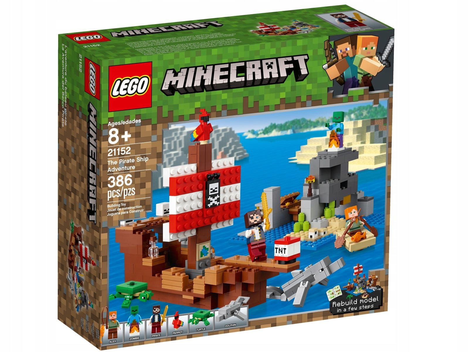 Lego 21152 Minecraft Przygoda na statku pirackim pirat Alex zombie