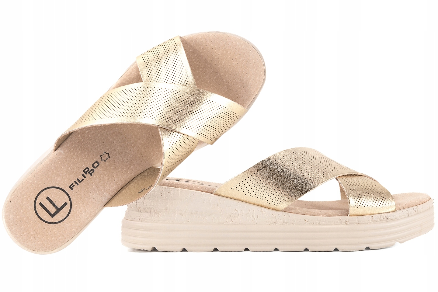 Filippo DK6707 Nazouváky Koturn Na Platformě Kožené, zlaté, 40