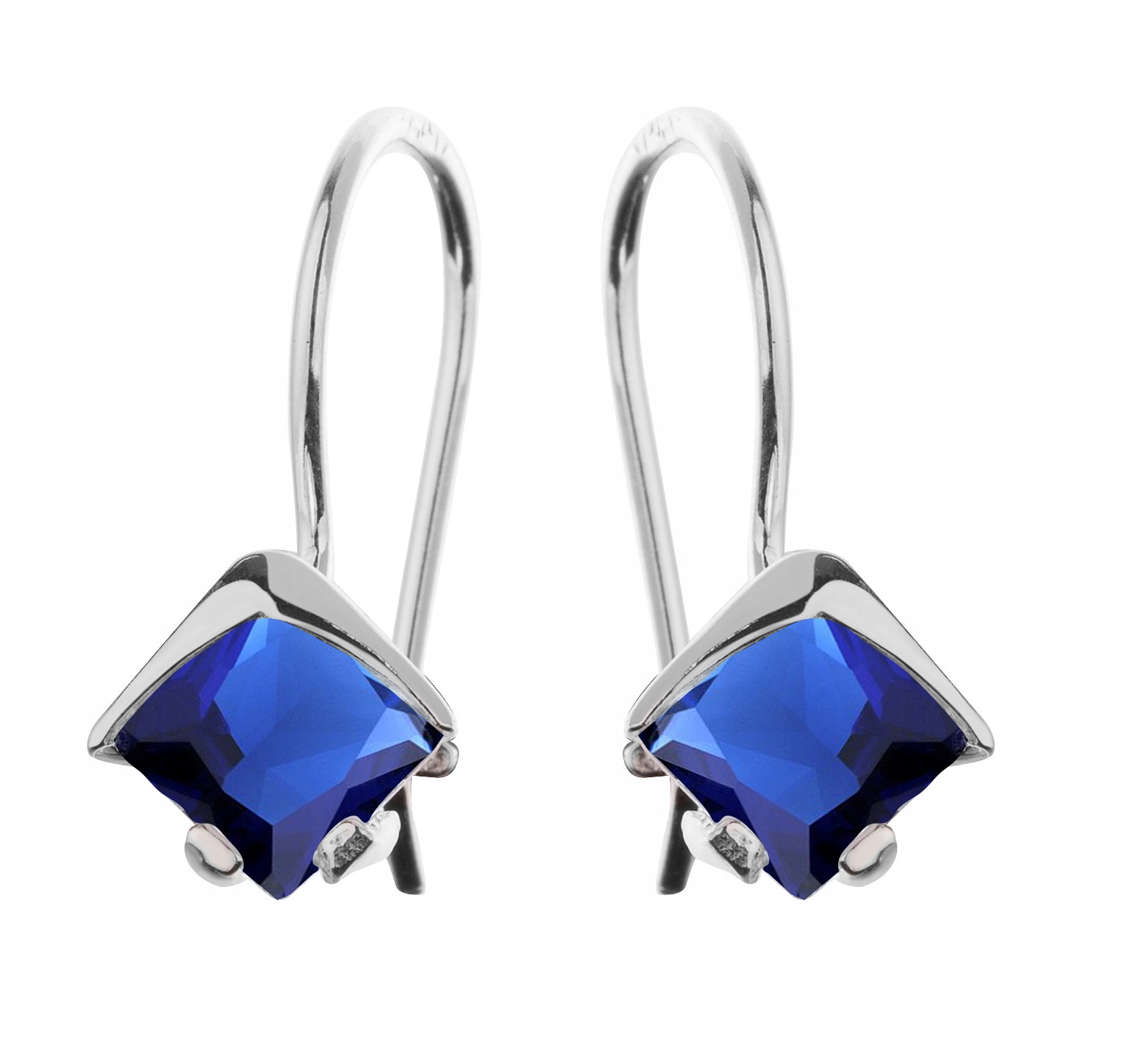 

Kolczyki Srebrne Wiszące Z Niebieskimi Cyrkoniami