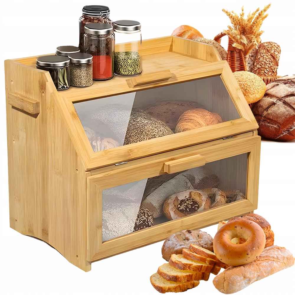 Nádoba Na Pečivo, Velký Chlebník 39X32X25 CM, Průhledná Dvířka