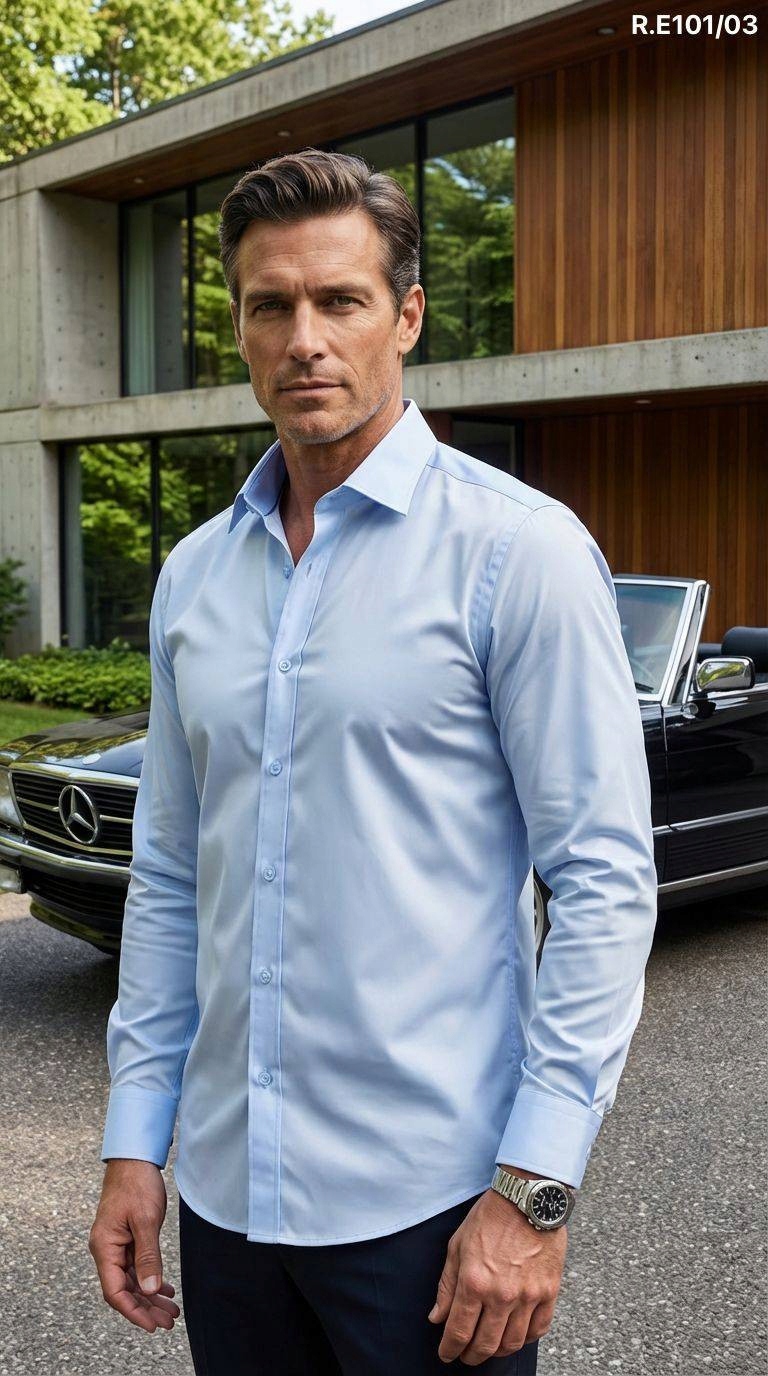 Ego Man košile pánská RE-101-03 regular fit L světle modrá