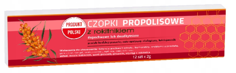 Naturalne czopki propolisowe z rokitnikiem 12 szt