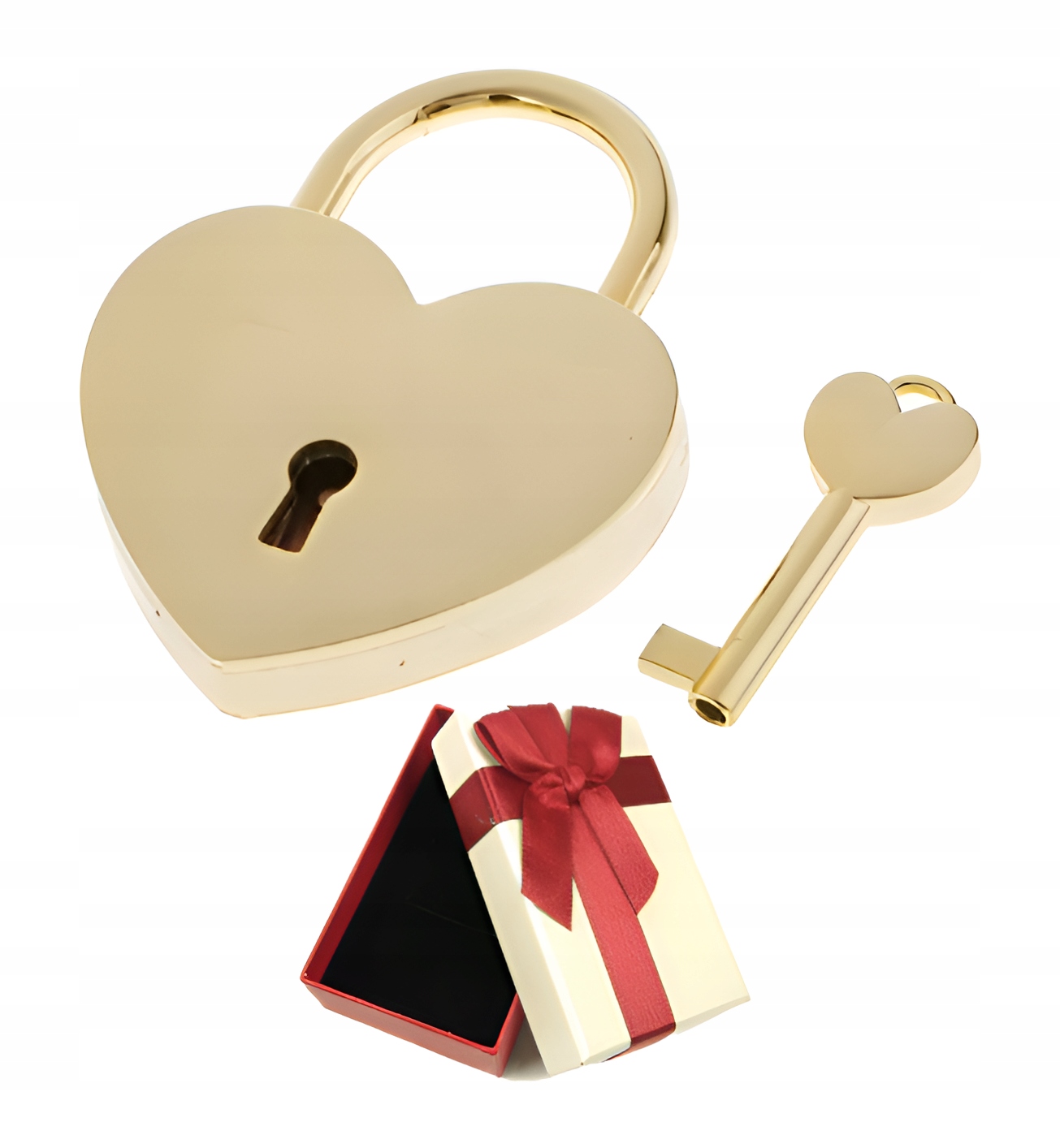 Kłódka miłości SERCE most walentynki ZŁOTA prezent pudełko prezentowe