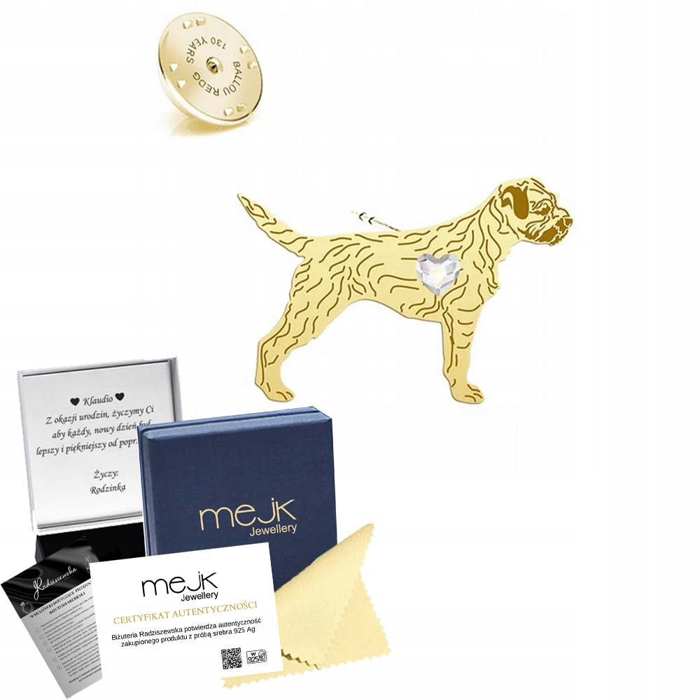 Odznak Border Terrier 925 Šperky Dárek Dedikace Bonus
