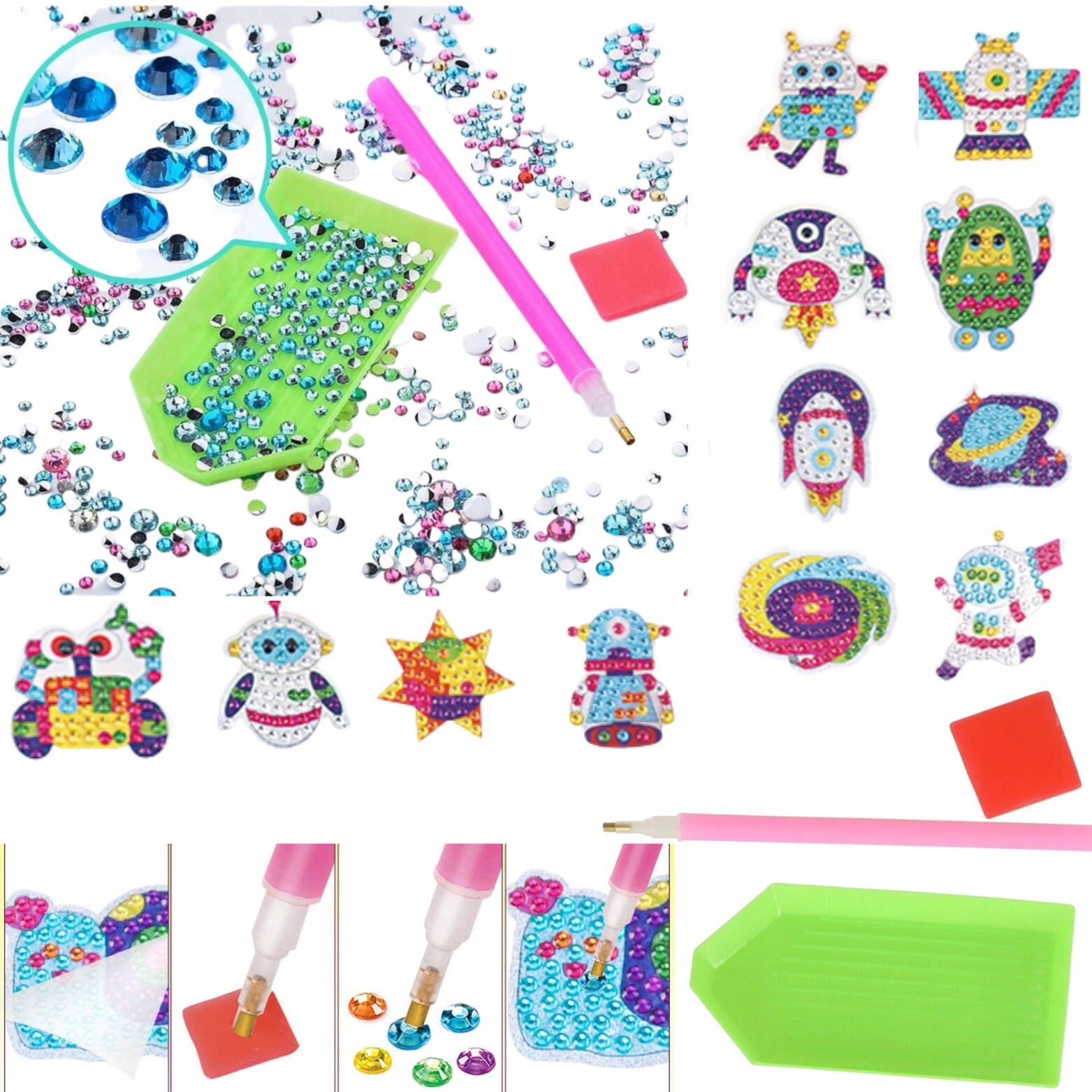 HAFT DIAMENTOWY 5D 1000 DIAMENT 12 OBRAZKÓW KOSMOS Wysokość produktu 20 cm