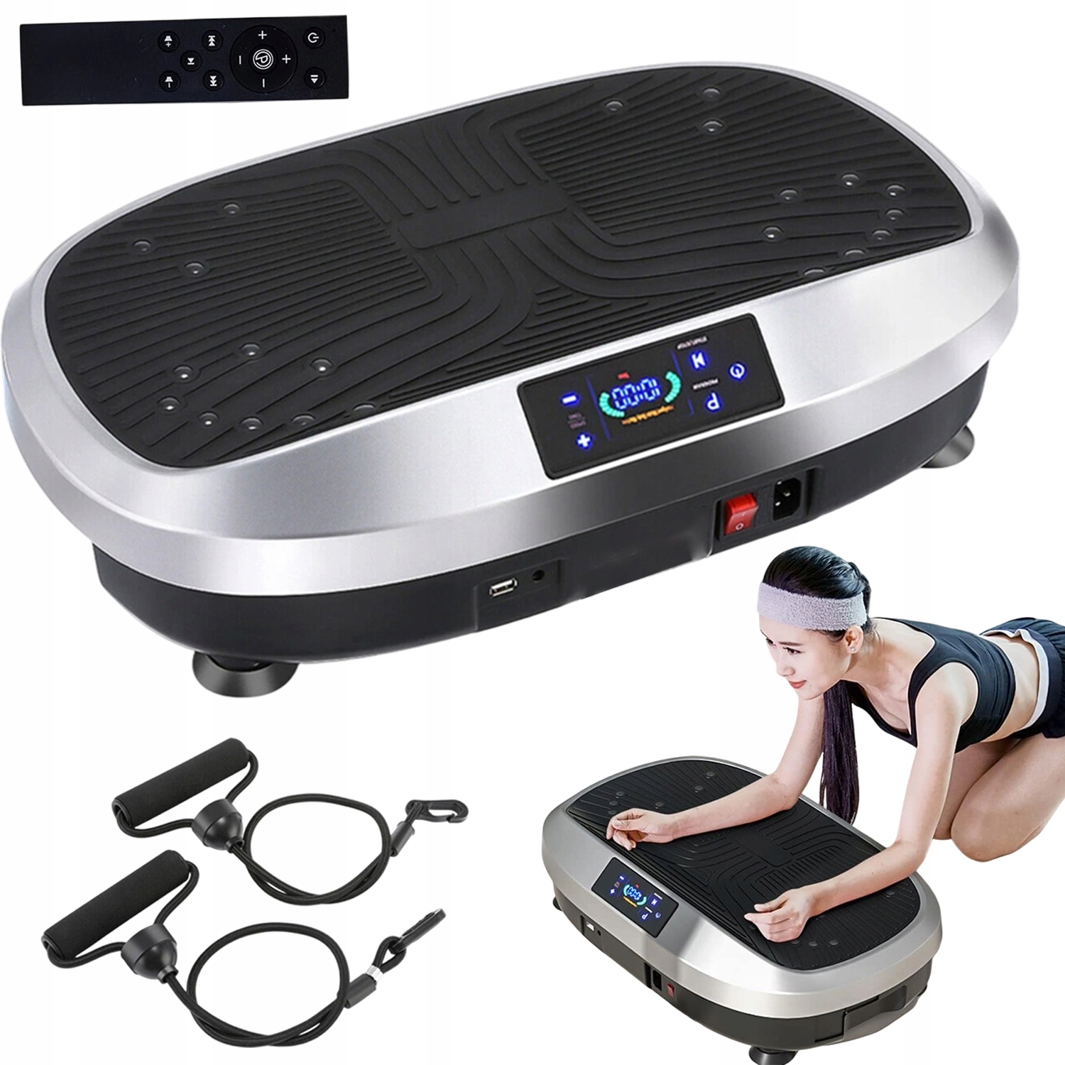 Vibrační Fitness Stroj 120 Úrovní S Dálkovým Ovládáním A Tréninkovými Páskami