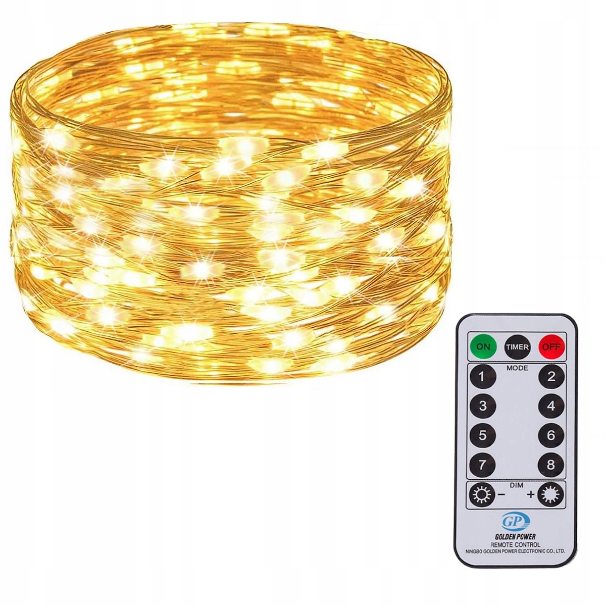 

Lampki Druciki Na Baterie Białe Ciepłe Pilot 50LED