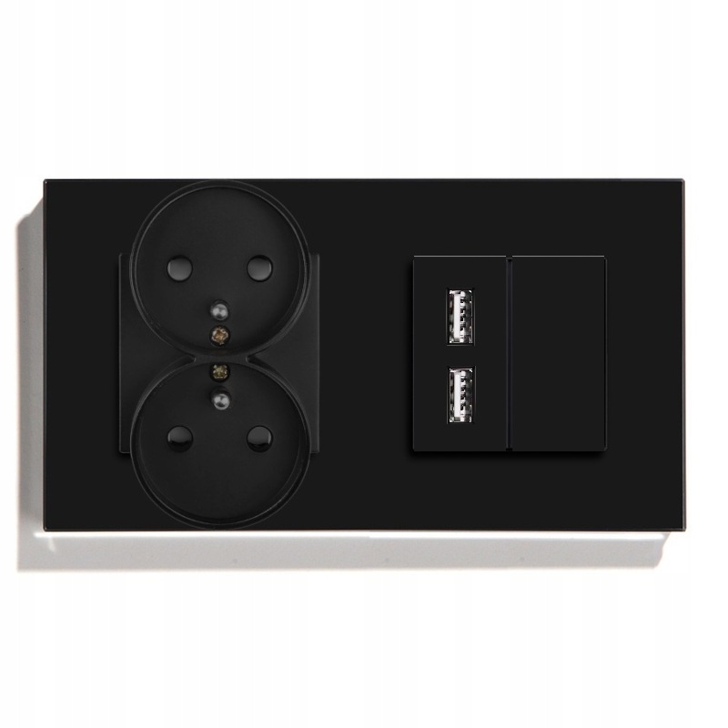 Elektrická Dvojitá Skleněná Zásuvka 2x Usb 2.4A