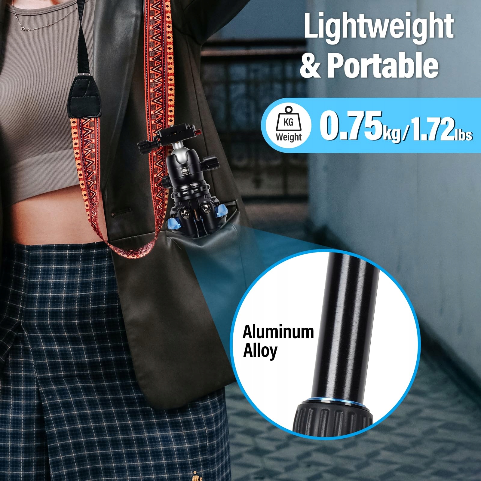 SIRUI AM203 Mini Statyw Aluminiowy z Głowicą 360 dla Kamer do 15kg — miniatura 7