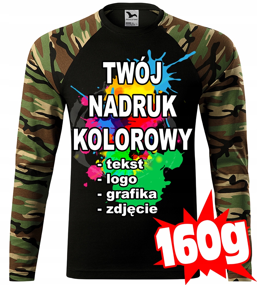 

Koszulka Z Własnym Nadrukiem męska XL moro Ls 33