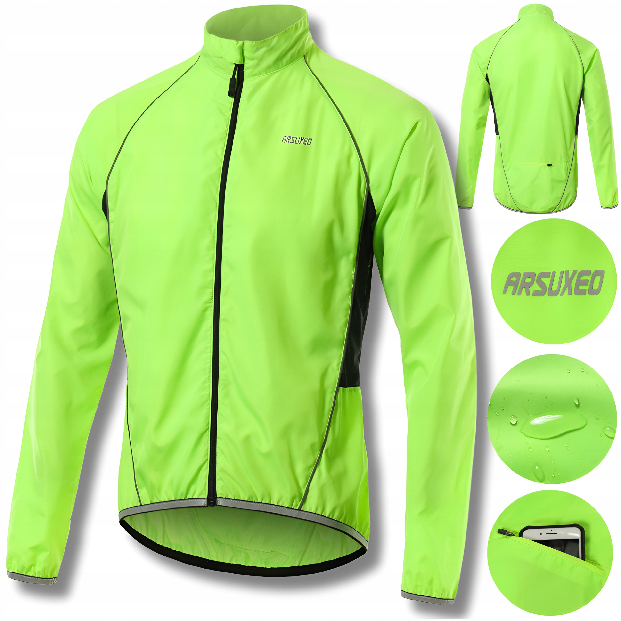 Kurtka rowerowa Arsuxeo zielony