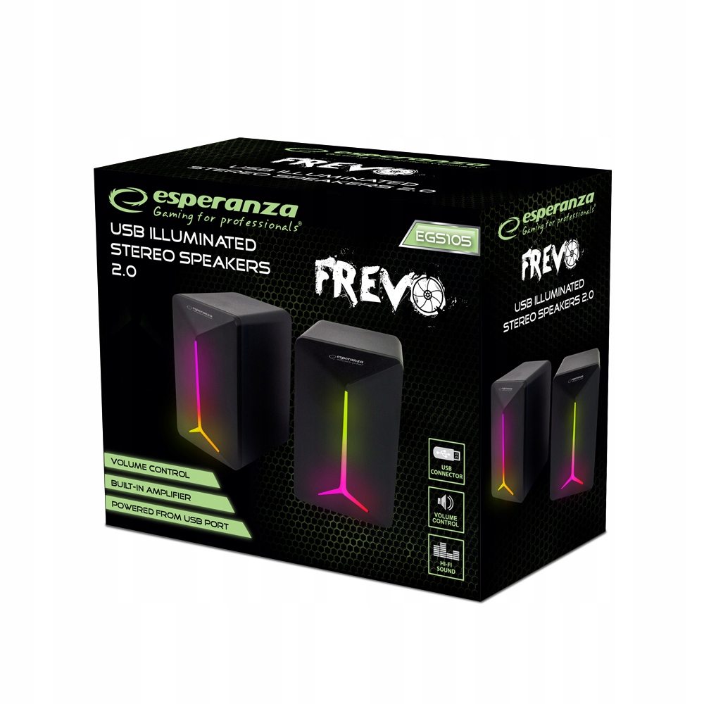 GŁOŚNIKI KOMPUTEROWE 2.0 USB PODŚWIETLENIE LED EGS105 Rodzaj zestawu 2.0